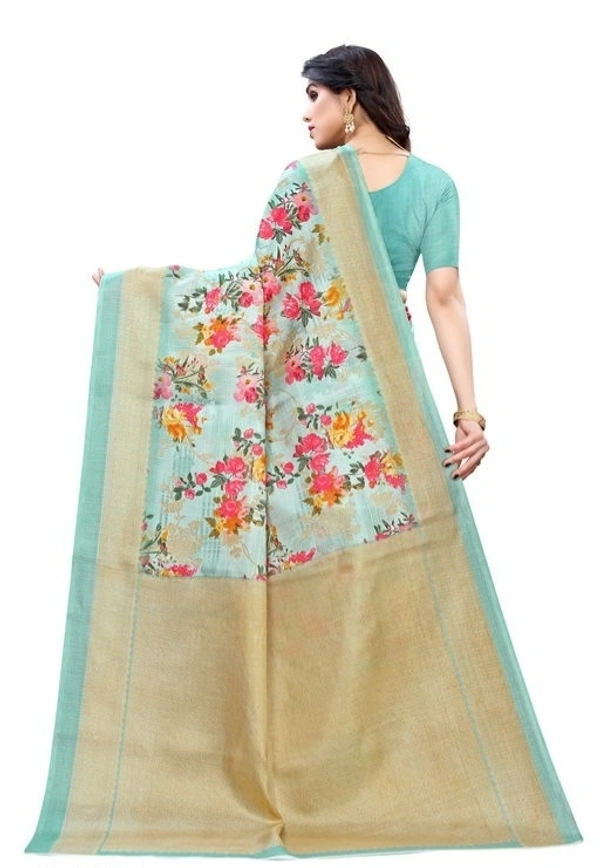 Printed  Daily Wear Khadi  Silk Sarees  - free