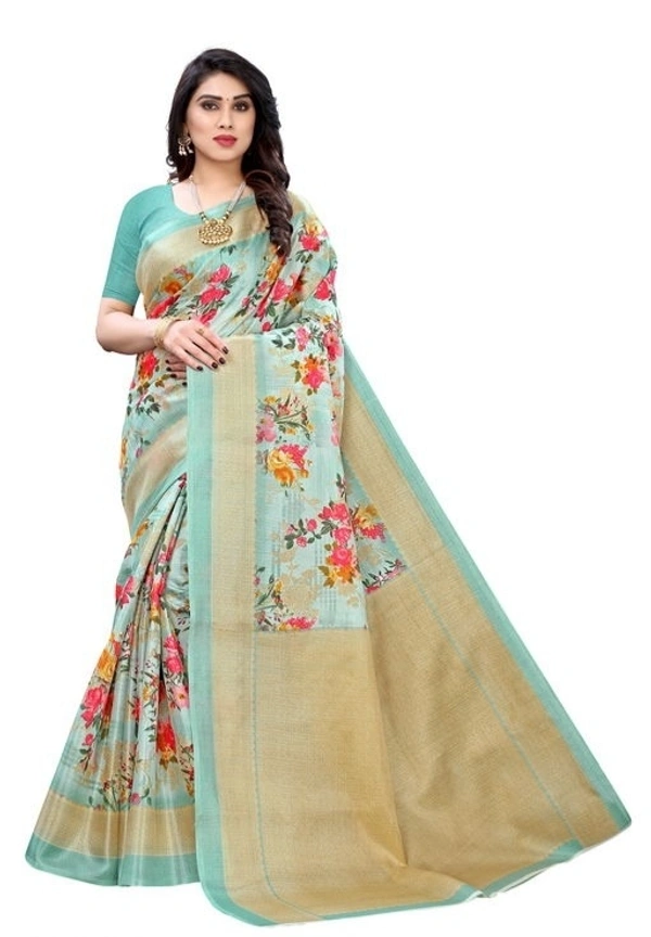 Printed  Daily Wear Khadi  Silk Sarees  - free