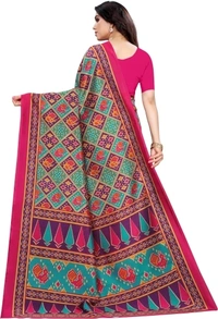 Flora Print , GEOMETRIC print Kanjivaram Art Silk(pink )   - free Size 
