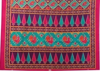 Flora Print , GEOMETRIC print Kanjivaram Art Silk(pink )   - free Size 