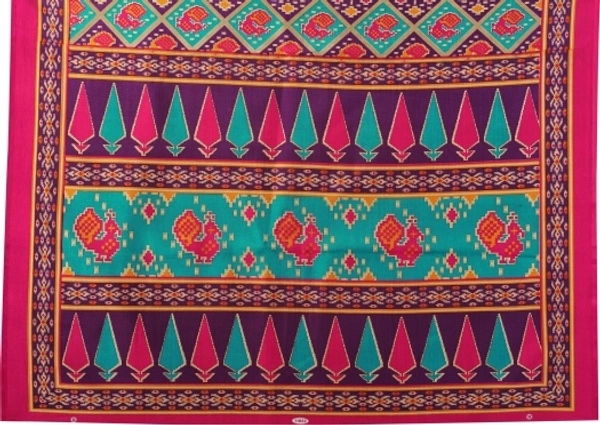 Flora Print , GEOMETRIC print Kanjivaram Art Silk(pink )   - free Size 
