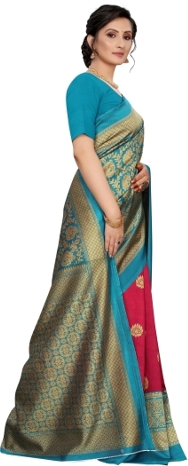 Printed Ikkata Maysor Silk Sarees (Blue , Creame )  - Free Size 