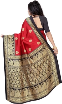 Fashionable  Printed Silk Sarees(Maroon) - Free Size 