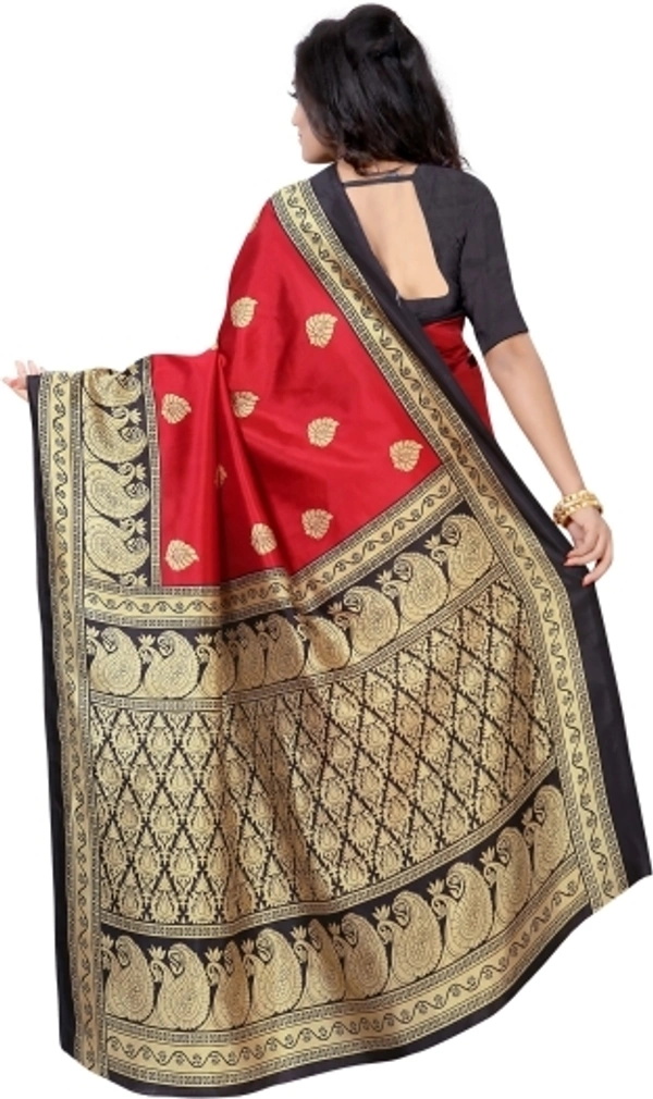 Fashionable  Printed Silk Sarees(Maroon) - Free Size 