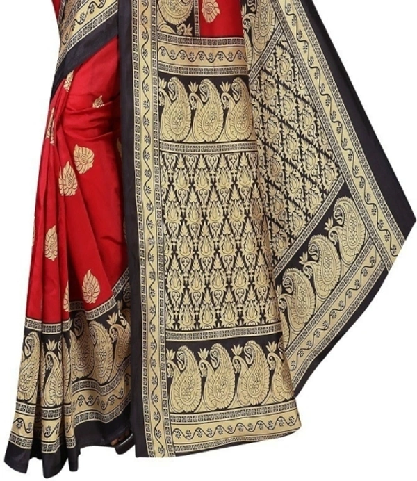 Fashionable  Printed Silk Sarees(Maroon) - Free Size 
