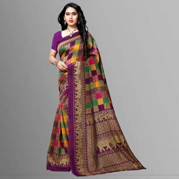 Printed Maysore Art Silk Saree (Purpel) - Free Size 