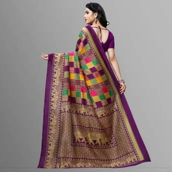 Printed Maysore Art Silk Saree (Purpel) - Free Size 