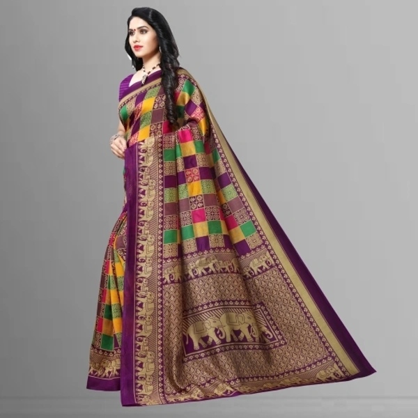 Printed Maysore Art Silk Saree (Purpel) - Free Size 
