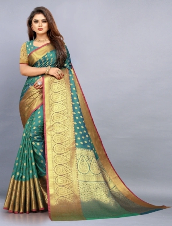 Banarasi Cotton Silk, Jacquard Saree  - Free Size 