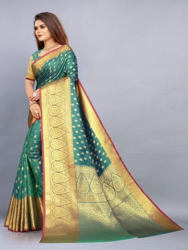 Banarasi Cotton Silk, Jacquard Saree  - Free Size 