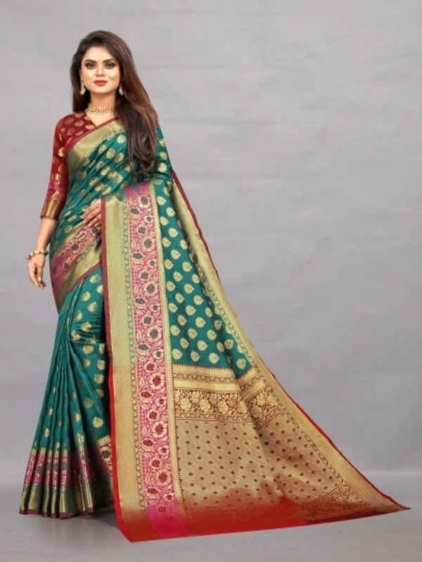 Self Design Kanjivaram Pure Silk, Sarees  - Free Size 