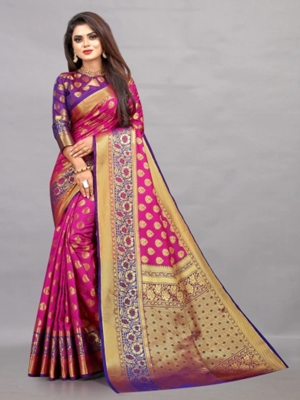 Self Design Kanjivaram Pure Silk, Saree (Pink )  - Free Size 