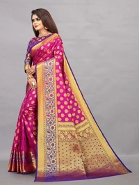 Self Design Kanjivaram Pure Silk, Saree (Pink )  - Free Size 