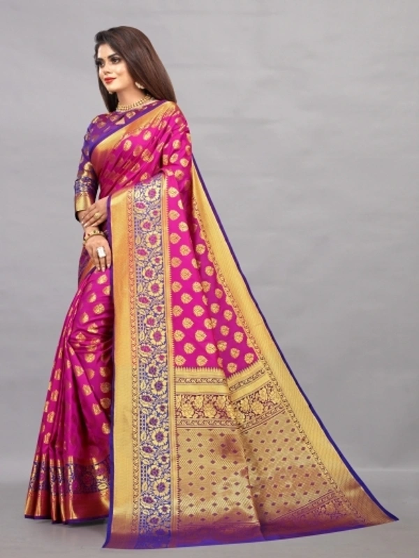Self Design Kanjivaram Pure Silk, Saree (Pink )  - Free Size 