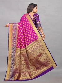 Self Design Kanjivaram Pure Silk, Saree (Pink )  - Free Size 