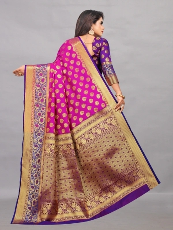Self Design Kanjivaram Pure Silk, Saree (Pink )  - Free Size 