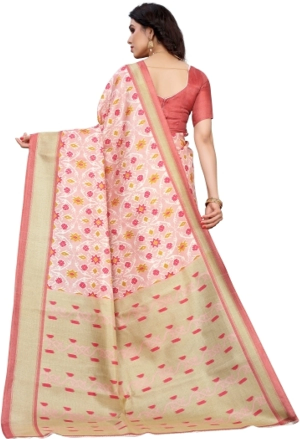 Printed Fashion Khadi Silk Saree - Free Size 