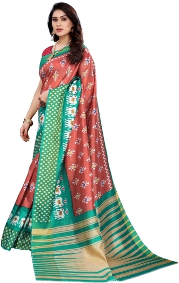 Animal Printed Cotton Silk Sarees  - Free Size 