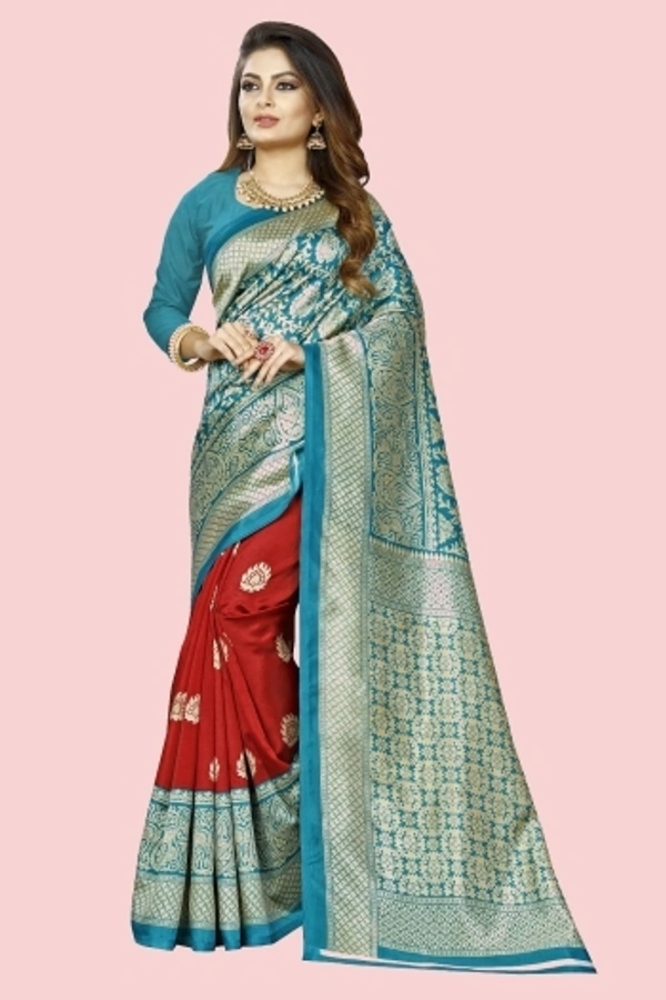 Printed Banarasi Vichitra Silk Sarees  - free Size 