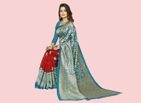 Printed Banarasi Vichitra Silk Sarees  - free Size 