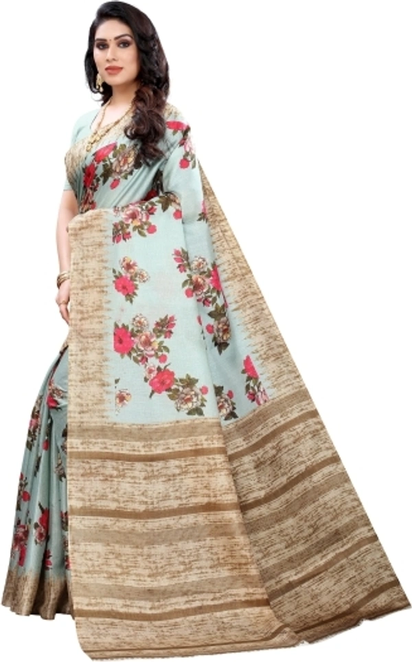 Flora Print Kalamkari  Khadi Silk Sarees  - Free Size 