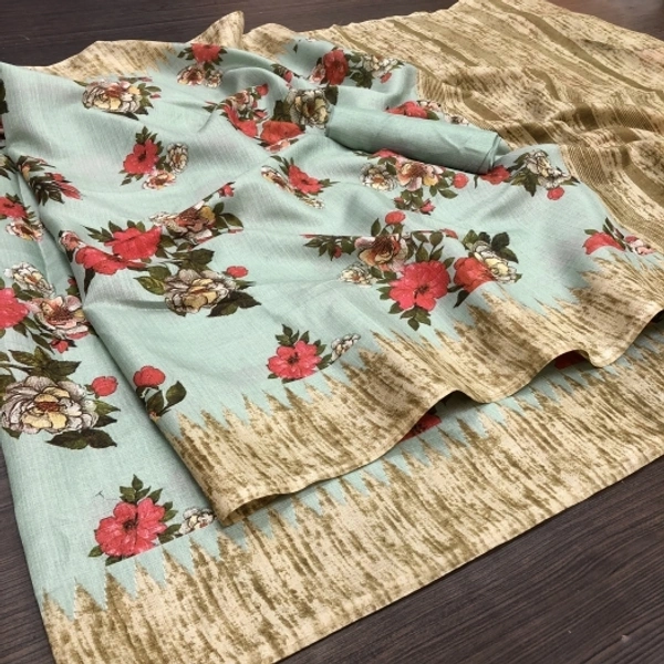 Flora Print Kalamkari  Khadi Silk Sarees  - Free Size 