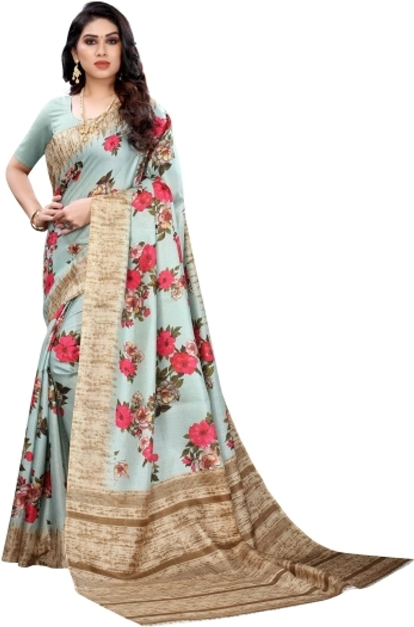 Flora Print Kalamkari  Khadi Silk Sarees  - Free Size 