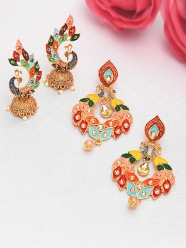 Combo 2 Peice Peacock Inspired Jhumka Earrings , Drops And Dangler - 7 Day Return Policy, Flipkart Seller, 15 ₹ Cash Back On Prepaid Order