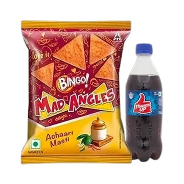 Bingo Mad Angles Achaari Masti 130 gm + Thums up soft drink 250 ml