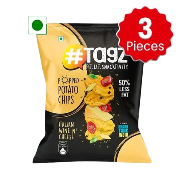 Tagz Popped Potato Chips - Italian Wine N' cheese 25 Gm x 3