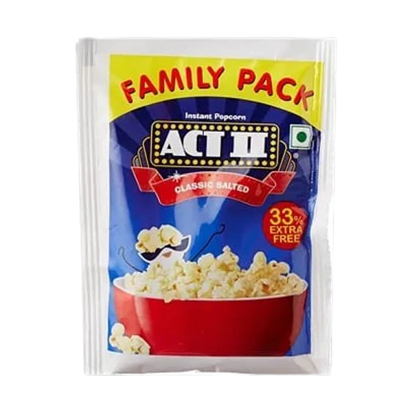 ACT II Instant Classic Salted Popcorn - 90 gm +30 gram extra