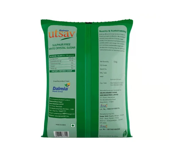 Dalmia Utsav White Crystal Sulphurless Sugar 5 kg - 5 Kg