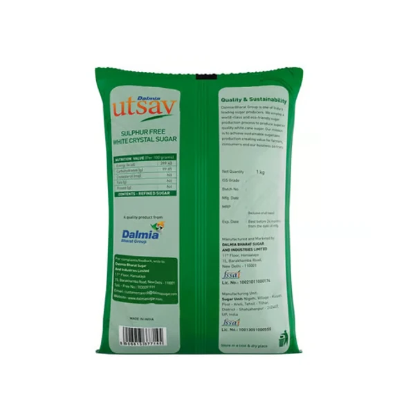 Dalmia Utsav White Crystal Sulphurless Sugar - 1 Kg