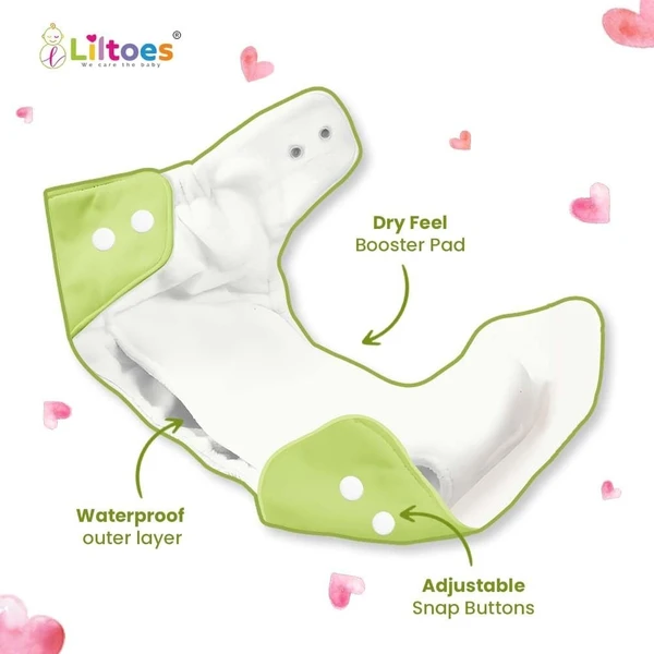 Liltoes  LILTOES® AIO Baby Cloth Diapers 0 to 3 Years | Side Leakage Proof Washable Reusable Diaper For New Born Baby (Pack of 4-No Inserts Included) - 4 Diapers (No Inserts Included)