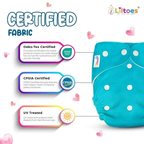 Liltoes  LILTOES® AIO Baby Cloth Diapers 0 to 3 Years | Side Leakage Proof Washable Reusable Diaper For New Born Baby (Pack of 4-No Inserts Included) - 4 Diapers (No Inserts Included)