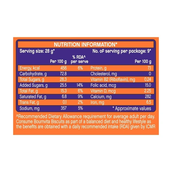 Cadbury Bournvita Biscuits New and Improved Chocolatey Cookies, Tiffin Pack, 250 g - 250 g (Pack of 1)