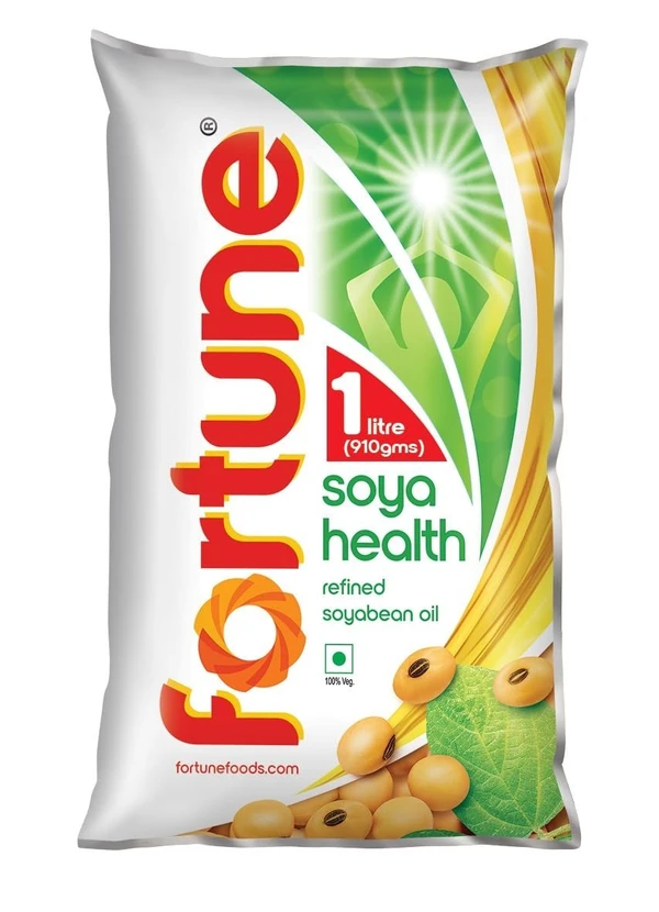 FORTUNE  Fortune Oil, 1 L Pouch Soyabean Health - 1 ltr, Soyabean