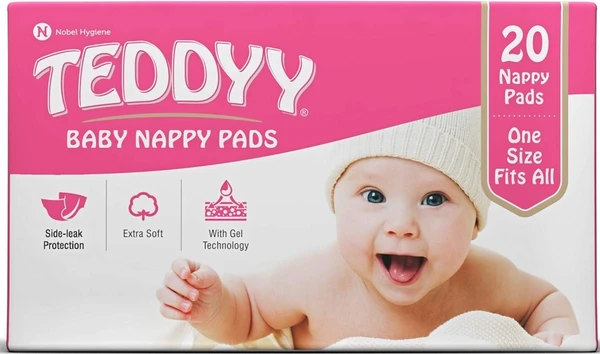 TEDDYY Baby Nappy Pads 20 Pads - Free Size - Free Size, 20.0