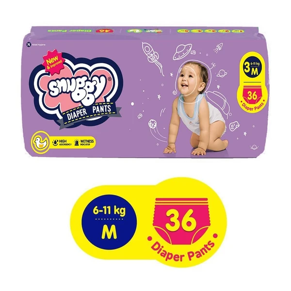 SNUGGY  Snuggy Baby Diaper Pants Medium 36 Count (Pack of 1) - M, 36.0