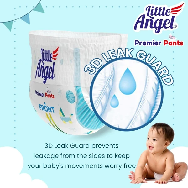 Little Angel Premier Pants Baby Diapers, New Born (NB) Size, 28 Count with Wetness Indicator, up to 5 Kg - 28 Count (Pack of 1), 28