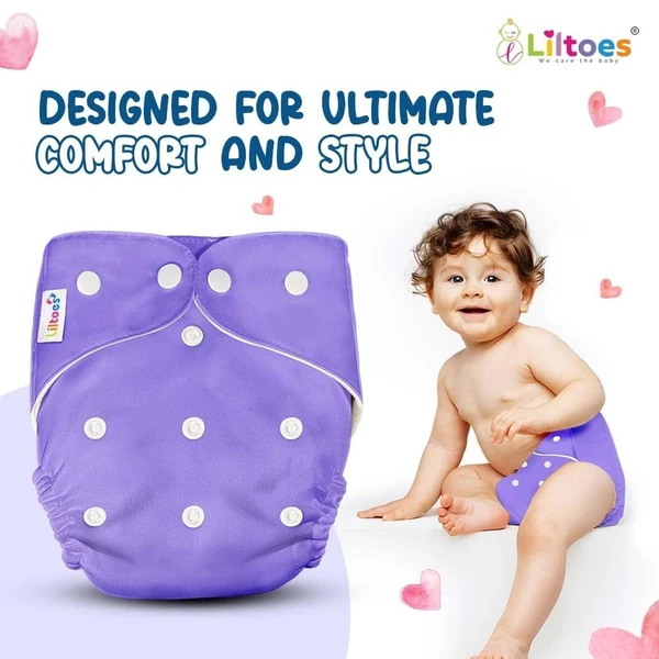 Liltoes  LILTOES® AIO Baby Cloth Diapers 0 to 3 Years | Side Leakage Proof Washable Reusable Diaper For New Born Baby (Pack of 4-No Inserts Included) - 4 Diapers (No Inserts Included)