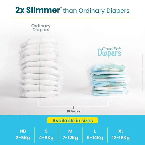 Mother Sparsh Cloud-Soft Baby Diapers, Large (L) Size, 48 Count (9-14kg) | Rash-Free Premium Diaper Pants | 12hr Leak Lock Protection - 2X Slimmer Non-Bulky Pant Style Diaper - Large, 48.0