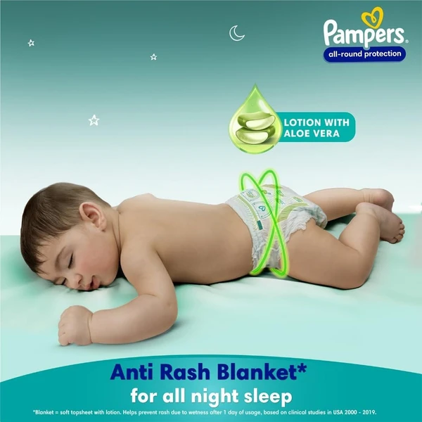 Pampers All Round Protection Pant Style Baby Diapers, Large (L), 20 Count, Anti Rash Blanket, Lotion with Aloe Vera, 9-14 Kg Diapers - 9-14 Kg Diapers