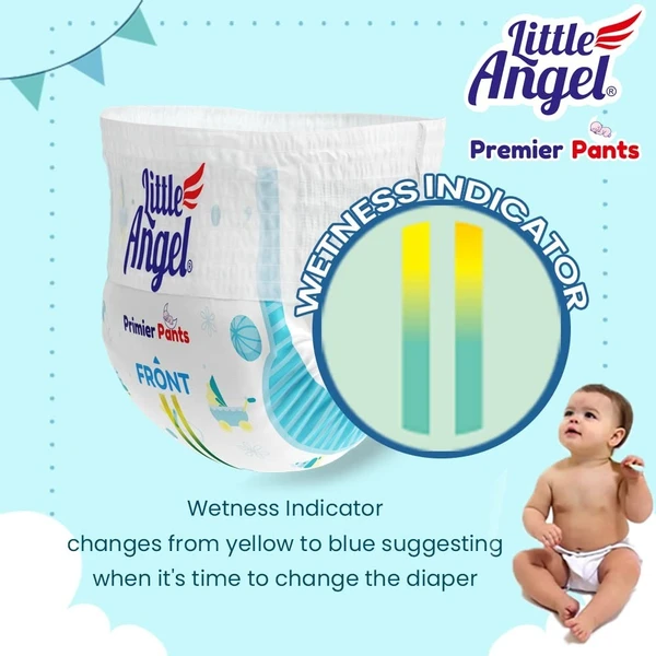 Little Angel Premier Pants Baby Diapers, New Born (NB) Size, 28 Count with Wetness Indicator, up to 5 Kg - 28 Count (Pack of 1), 28