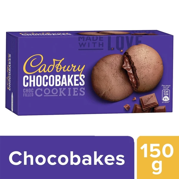 Cadbury Chocobakes ChocFilled Cookies, 150 g - 150 g (Pack of 1), Chocolate