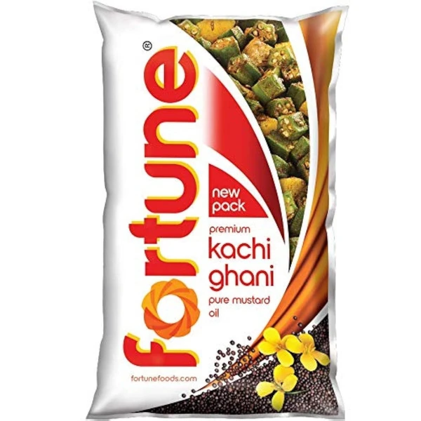 FORTUNE Fortune Premium Kachi Ghani Pure Mustard Oil, 1 ltr pouch - 1 Litre, Non-Returnable