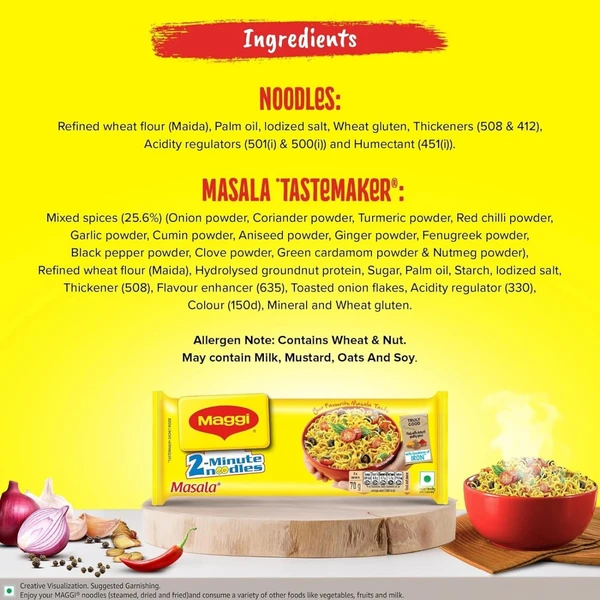 MAGGI 2-minute Instant Noodles, Masala Noodles with Goodness of Iron, Made with Choicest Quality Spices, Favourite Masala Taste, 560g - 560 g