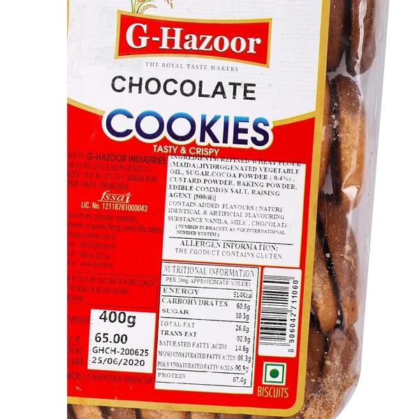 G-Hazoor Chocolate Cookies, 400 grams - 