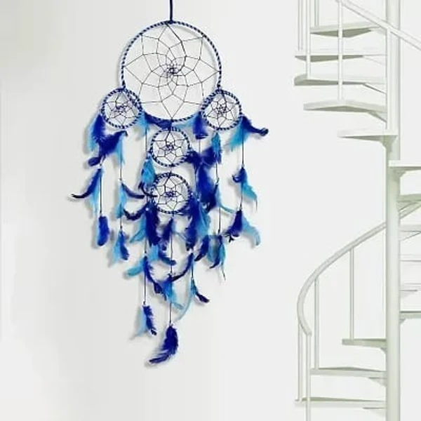 DULI Big Blue Dream catcher Wall Hanging for Home Decoration Dreamcatcher Feather Hanging Decorative