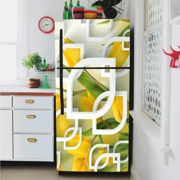 Self Adhesive Fridge Sticker Single/Double Door Full Size (160x60) Cm Fridge Stickers | Refrigerator Wall Stickers for Kitchen Decoration | Sticker for Fridge Door (LeafNLeaf)